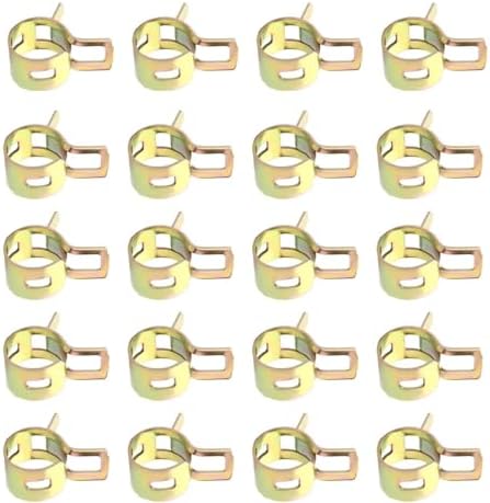Fielect 0.39"/10mm ID Spring Band Type Action Hose Pipe Clamp Low Pressure Air Clip Clamp Fasteners Assortment Kit for Plumbing,Automotive and Mechanical,Yellow-zn Coated 30pcs