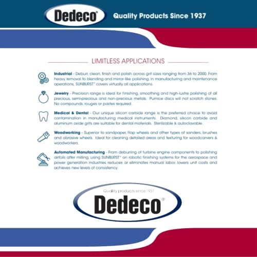 Dedeco Sunburst Radial Bristle Disc 1 Pack - 6 1/2" Curved - 1/2" Arbor - Red 220 Grit (Standard) - Aluminum Oxide for Polishing & Finishing
