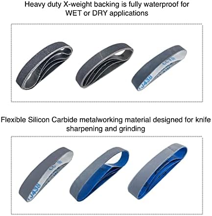 1x18 Silicon Carbide Sharpening Belts, 80 240 400 600 800 1000 Grit, 24 PCS