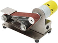 Mini Belt Sander,AC110‑240V Electric Polishing Grinding Belt Machine Aluminum Alloy Micro Knife Sharpener DIY Bench Sanding Machine with 10 Sanding Belt for Metal Wood Polishing(US Plug 895-200W)
