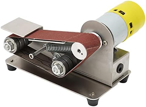 Mini Belt Sander,AC110‑240V Electric Polishing Grinding Belt Machine Aluminum Alloy Micro Knife Sharpener DIY Bench Sanding Machine with 10 Sanding Belt for Metal Wood Polishing(US Plug 895-200W)