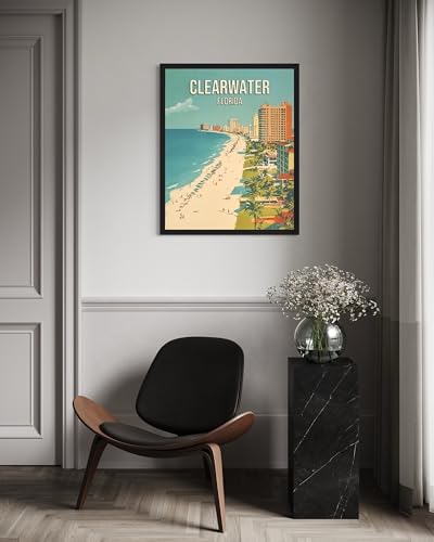 Clearwater Beach Florida Unframed Wall Art Print Poster, US Vintage Retro Beach Scenery Posters Prints for Restroom Home Picture Painting Artwork Gallery 219 (Clearwater Beach Florida, 24"L x 18"W, Unframed)