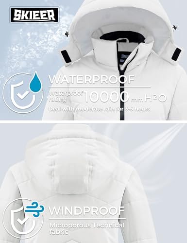 Skieer Women's Waterproof Ski Jacket Warm Snow Winter Coat Hooded Raincoat