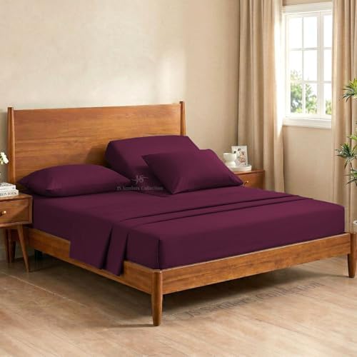 JS Sanders Collection Split Head Sheet Set 4PC Cal. King Size, Wine