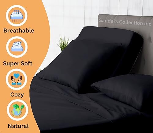 Sanders Collection Inc SCI Top Split Flex Sheet Set for Adjustable Bed California King Size,Dark Gray