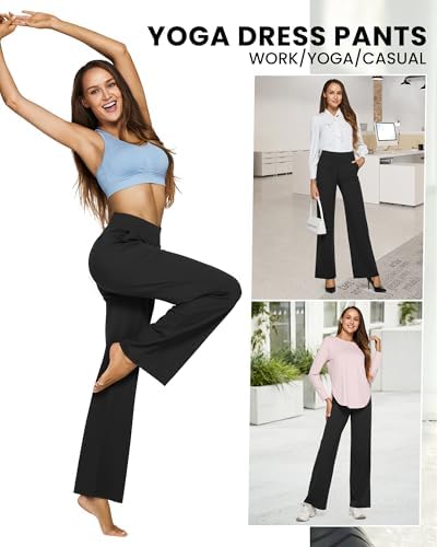 G4Free Yoga Pants for Women Wide Leg Pants with Pockets High Waisted