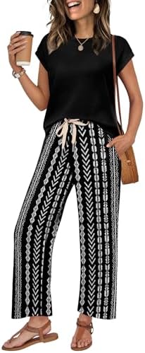 WIHOLL Two Piece Sets for Women Summer Spring Outfits Lounge Sets Beach Vacation Clothes Airport Travel Matching Clothing