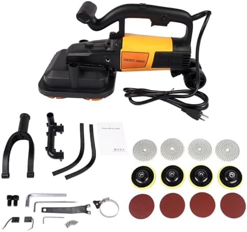 4-Head Electric Diamond Polisher Machine, 3800W Concrete Grinder Set, 6000RPM Concrete Surface Planer Floor Grinder for Grinding Concrete Cement Marble Granite