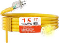 HUANCHAIN 14 Gauge Heavy Duty Outdoor Extension Cord 15 FT Waterproof