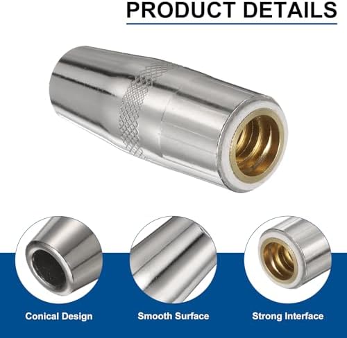 HARFINGTON 5pcs Mig Welding Gun Nozzle 1/2" Orifice KP2742-1-50R Gas Welding Gun Nozzle Copper Nickel Plating Welding Gun Accessory for 250L PRO Curve 200 MIG Gun 200A/300A/400A Parts
