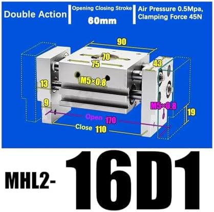 Double Acting Pneumatic Gripper Wide Type Air Gripper Parallel Cylinder Aluminium Clamps MHL2-20D MHL2-20D1 MHL2-20D2(MHL2-16D1)