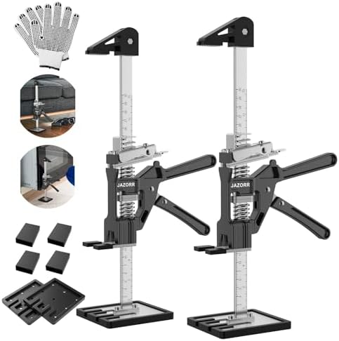 2Pcs Metal Labor Saving Arm Jack, Hand Furniture Lifter Tool, Furniture Jack, 440LBS Capacity Precise Control Slow/Fast Descent for Lifting Door Furniture, Window, Wall Tile Positioning
