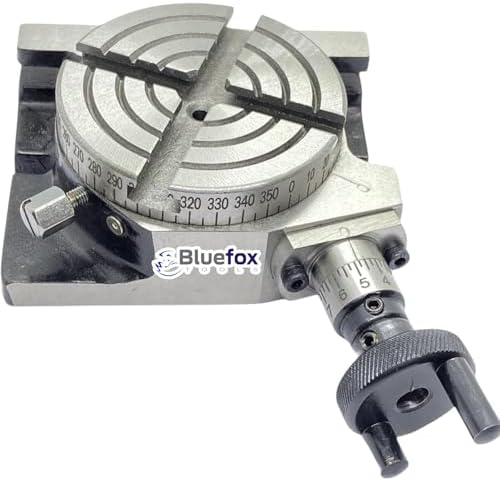 Bluefox 3" (80mm) Rotary Table Horizontal & Vertical HV Milling Table with 4 T-Slot Bolting for Precision Metalworking & CNC Machining Tools – Durable Cast Iron Body