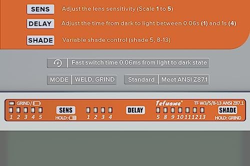 Tefuawe 2x4 1/4 Gold Automatic Welding Lens, 2 Amp TIG Rating, Variable Shade with Multiple Settings, For Stick Mig Tig
