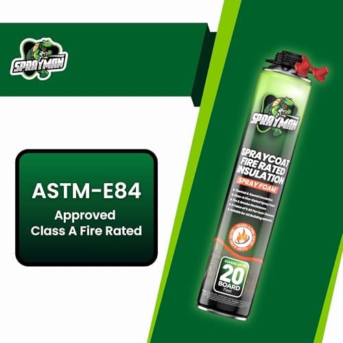 Sprayman Spraycoat Fire Rated Spray Foam Insulation 20 Sq.Ft. - R-Value (11.32 / 2in) Closed Cell Polyurethane Foam Sealant for Heat & Noise Insulation - Gun & Cleaner NOT Included - 27.1 oz, 1 Pack