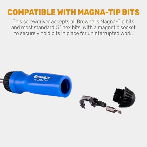 Brownells Magna-Tip Gunsmithing Ratcheting Magnetic Screwdriver and Bit Set, Gunsmith Tools, Made in the USA, Screw Driver 430108677
