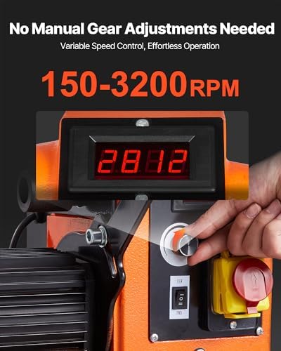 VEVOR Woodworking Lathe, 1.5 HP, Wood Lathe Machine with 150 to 3200 RPM Variable Speed, 16 x 40 in Workbench, Brushless DC Motor, Cast Iron Body, Tool Rest, for Medium to Large Projects Woodworking