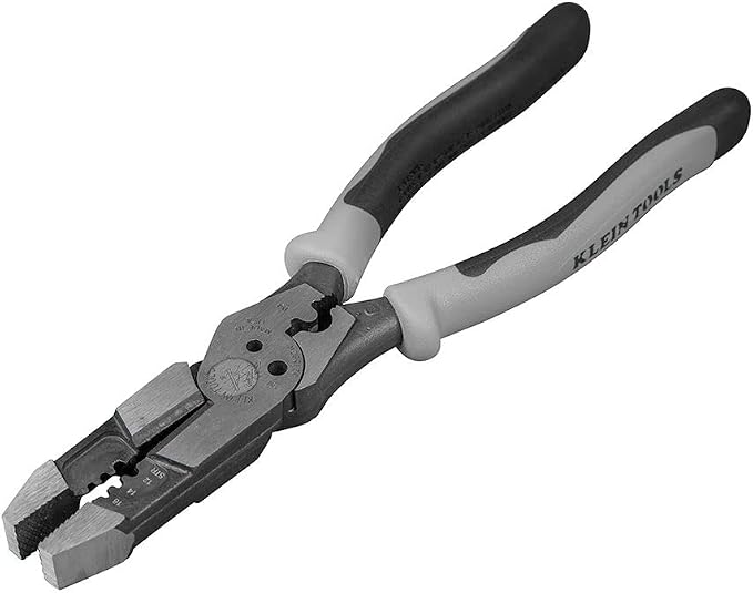 Klein Tools J215-8CR Multitool Pliers, Hybrid Multi Purpose Tool / Crimper, Wire Stripper, Bolt Shearing, Wire Grabbing, Twisting, Looping and Klein Tools 32308 Multi-bit Stubby Screwdriver, Impact Rated 8-in-1 Adjustable Magnetic Tool with Phillips, S...