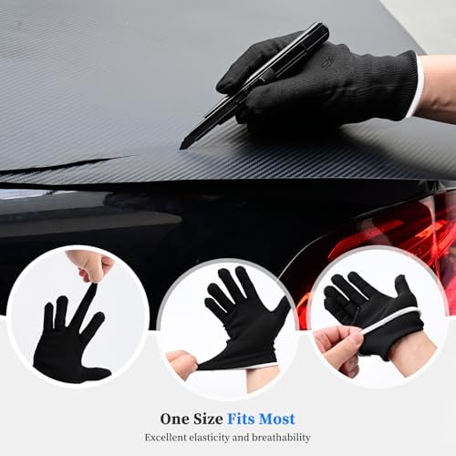 EHDIS Car Wrap Kit with Heat Gun Window Tint Vinyl Wrap Installation Tool Set with Felt Squeegee, Corner Tucking Stick,6 inch Razor Blade Scraper, Rubber Wipper,Film Cutter, Working Gloves