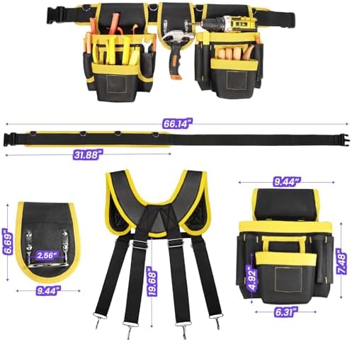 Tool Belt for Men, Freely-Combinable Magnetic Tool Belt with Suspenders