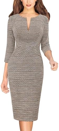 VFSHOW Womens Work Business Office Zipper Up Slim Bodycon Sheath Dress