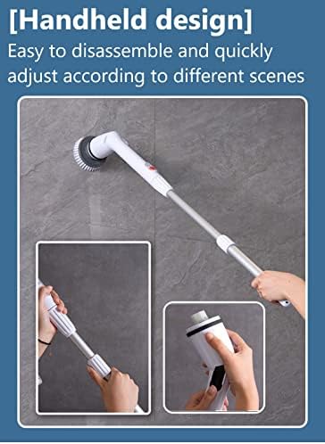 Electric Spin Scrubber, Electric Cleaning Brush Scrubber 360 Cordless Power Cleaning Brush with Telescopic Rod Handle, Portable Spin Scrubber for Cleaning Kitchen, Floor, Toilet, 3 Brushes & a Holder