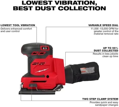 2649-20 for Milwaukee M18 18V 1/4" Cordless Orbital Sheet Sander