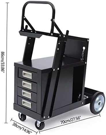 Rolling Welding Cart with Wheels, 4 Drawers Cabinet Welding Welder Cart Plasma Cutter Tank Storage for MIG TIG ARC Welder and Plasma Cutter Tank, 176.37lbs Load Capacity, 27.56*14.96*33.86''