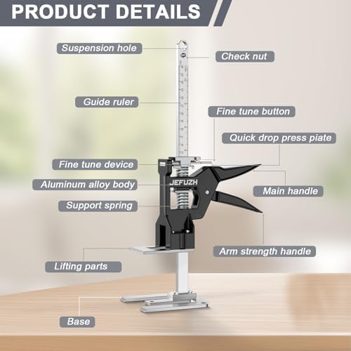 Labor Saving Arm Jack 2 Pack, 440 LBS Load Capacity Multi-Purpose Height Adjustable Lifting Tool, Handheld Furniture Lifter Furniture Jacks for Door Installation, Floor Tile Alignment, Cabinet Moving