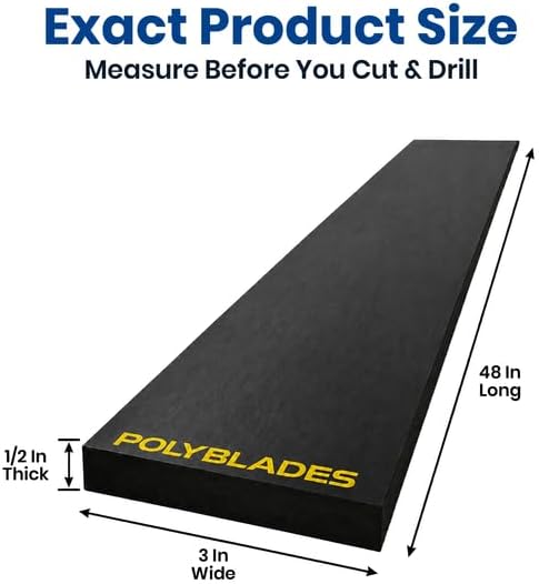 UHMW Snow Plow Cutting Edge, 1/2 in Thick x3 in Wide x48 in Long