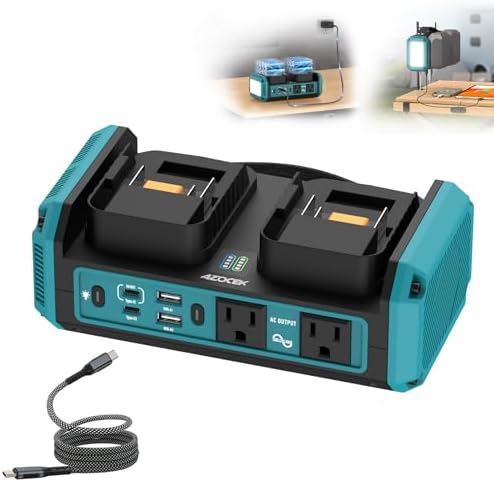 Azocek 350W Power Inverter Compatible with Ma-Kita 18V Battery(No Battery)
