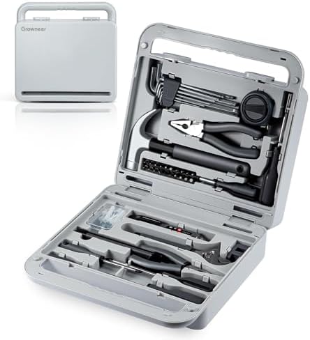 Growneer Tool Set, 241 Piece Home Tool Kit with Durable Metal Tools for Home Repair,DIY,Maintenance,Includes Screwdriver Wrench Hammer Scissors Tape Plier Tool Box Essential Mechanics Tools Kit