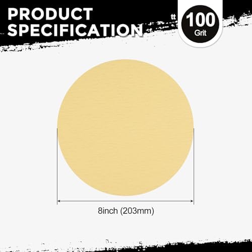 25Pcs Sanding Discs 8In 100Grit Hook and Loop Sandpapers Yellow