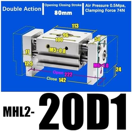 Double Acting Pneumatic Gripper Wide Type Air Gripper Parallel Cylinder Aluminium Clamps MHL2-20D MHL2-20D1 MHL2-20D2(MHL2-20D1)