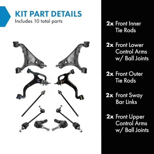 TRQ Front Steering & Suspension Kit Control Arm with Ball Joint Sway Bar
