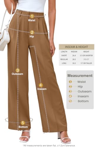 KICZOY Women Casual Wide Leg Dress Pants High Waist Lightweight Flowy Pants