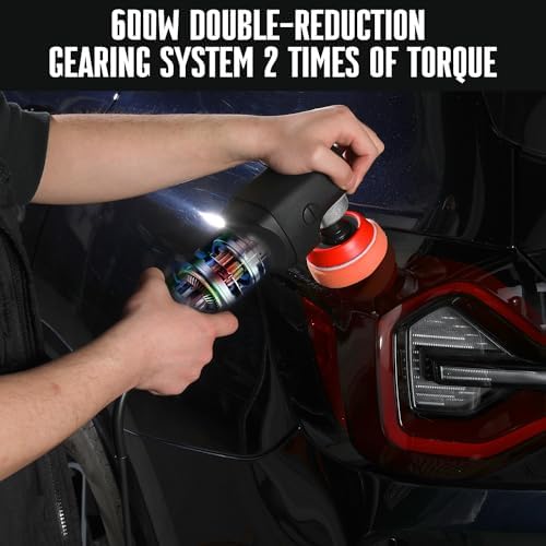 AUTIWOZ Mini Buffer Polisher, Car Polisher Waxer, 600W Rotary Polisher Machine with 33Pcs Polishing Kit, with 1" /2" /3" Base Pads M14 Thread Extension Shaft for Car Boat Sanding Polishing and Waxing