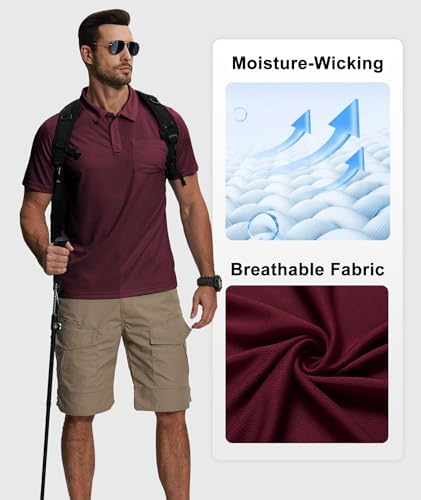 ZITY 5 Pack Polo Shirts for Men with Pocket Dry Quickly Short Sleeve Athletic Outdoor Work Collared Shirts
