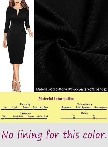 VFSHOW Womens Work Business Office Front Zipper Peplum Church Sheath Dress