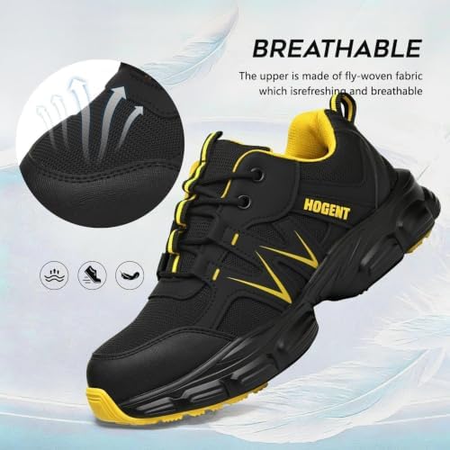 Hogent Steel Toe Shoes for Men Women - Non Slip & Lightweight Work Shoes