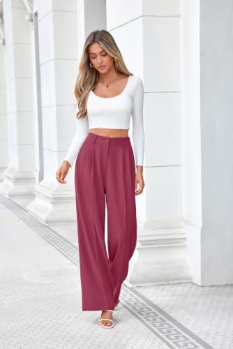 FUNYYZO Wide Leg Dress Pants for Women Work Slacks Business Casual Outfits