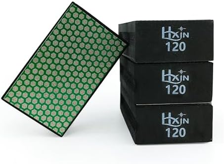 Diamond Hand Polishing Pad Diamond Sanding Block Foam Backed Diamond Sponge Sanding Pads for Wet or Dry Grinding polishing for Granite Marble Stone Tile Glass Ceramic (4, 120# Hexagon)