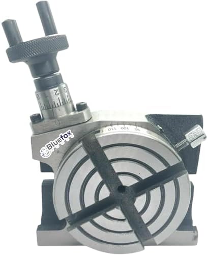 Bluefox 3" (80mm) Rotary Table Horizontal & Vertical HV Milling Table with 4 T-Slot Bolting for Precision Metalworking & CNC Machining Tools – Durable Cast Iron Body