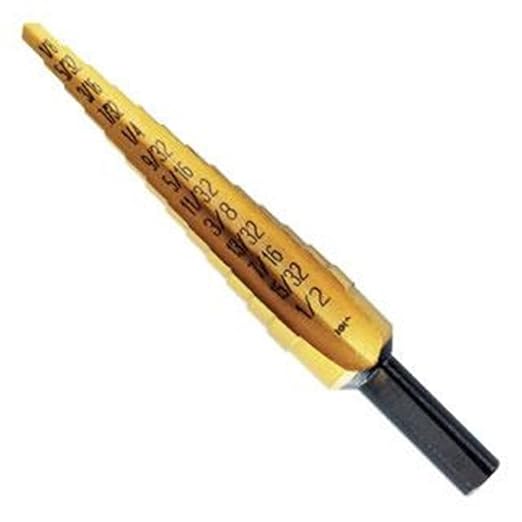 Irwin Tools IRWIN Unibit1T Shank Step Drill Bit, Titanium Nitride Coated, 1/8" to 1/2" by 1/4" (15101)