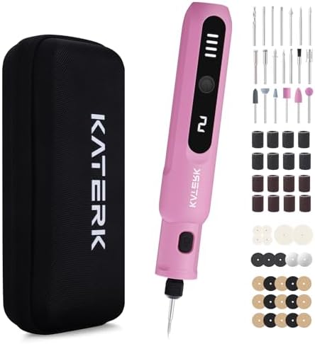 Katerk Mini Cordless Rotary Tool Kit 3.7V, 70 Accessories Pink Craft Tool