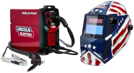 Lincoln Electric Weld-Pak 90i MIG MIG/Flux-Cored Wire Feeder Welder and Patriot Auto Darkening, Variable Shade Welding Helmet Combo Pack, K5387-10