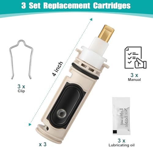 Enhon 3 Pack 1222 Replacement Cartridge Compatible with Moen with Puller, Tub Shower Cartridge Replacement Kit Compatible with Posi temp Faucet, Shower Repair Tool