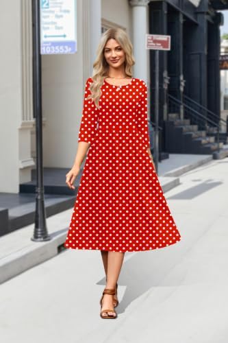 Zeagoo 3/4 Sleeve Women's Dress Casual Aline Summer Fall Midi Long Dresses