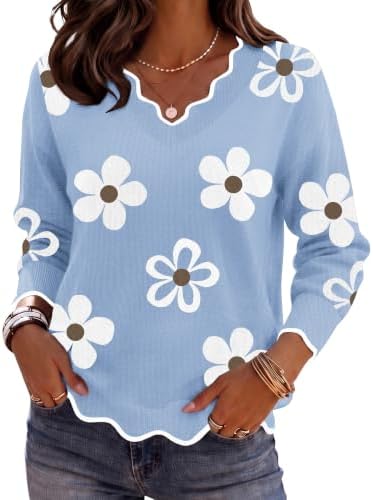 Zeagoo Women's 2026 Fall V Neck Sweater Long Sleeve Lightweight Knit Tops