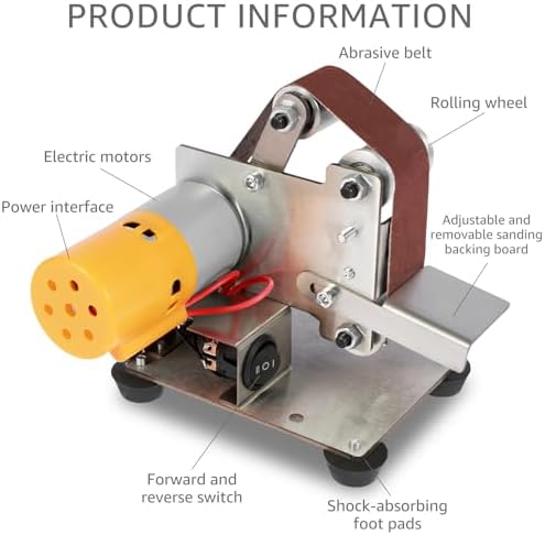 Mini Belt Sander Multifunctional Electric Belt Grinder 7 Adjustable Speed Electric Polishing Sharpener Machine 120-1000 Grit Small Electric Sander with Sanding Belt Polishing Pad